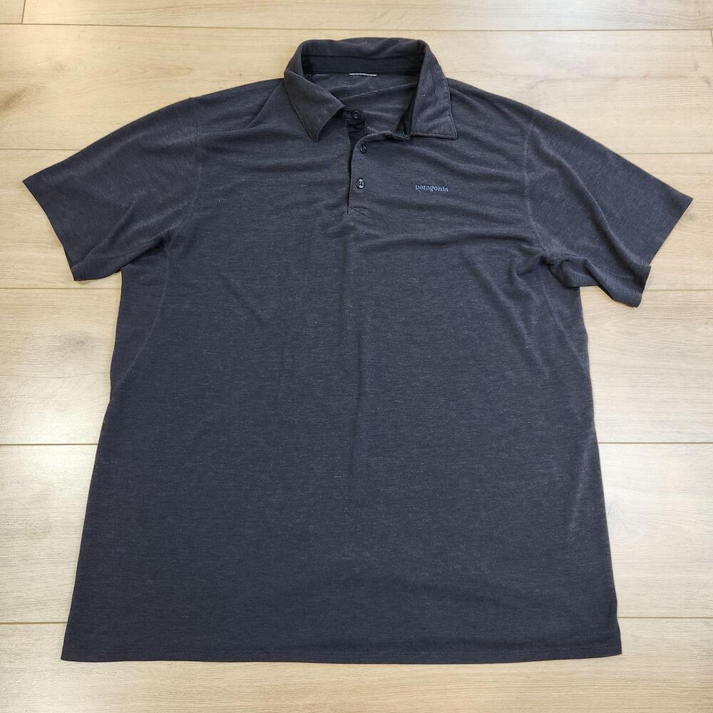 Patagonia Polo Shirt Mens XL Gray Short Sleeve Tagless Logo Casual Jersey